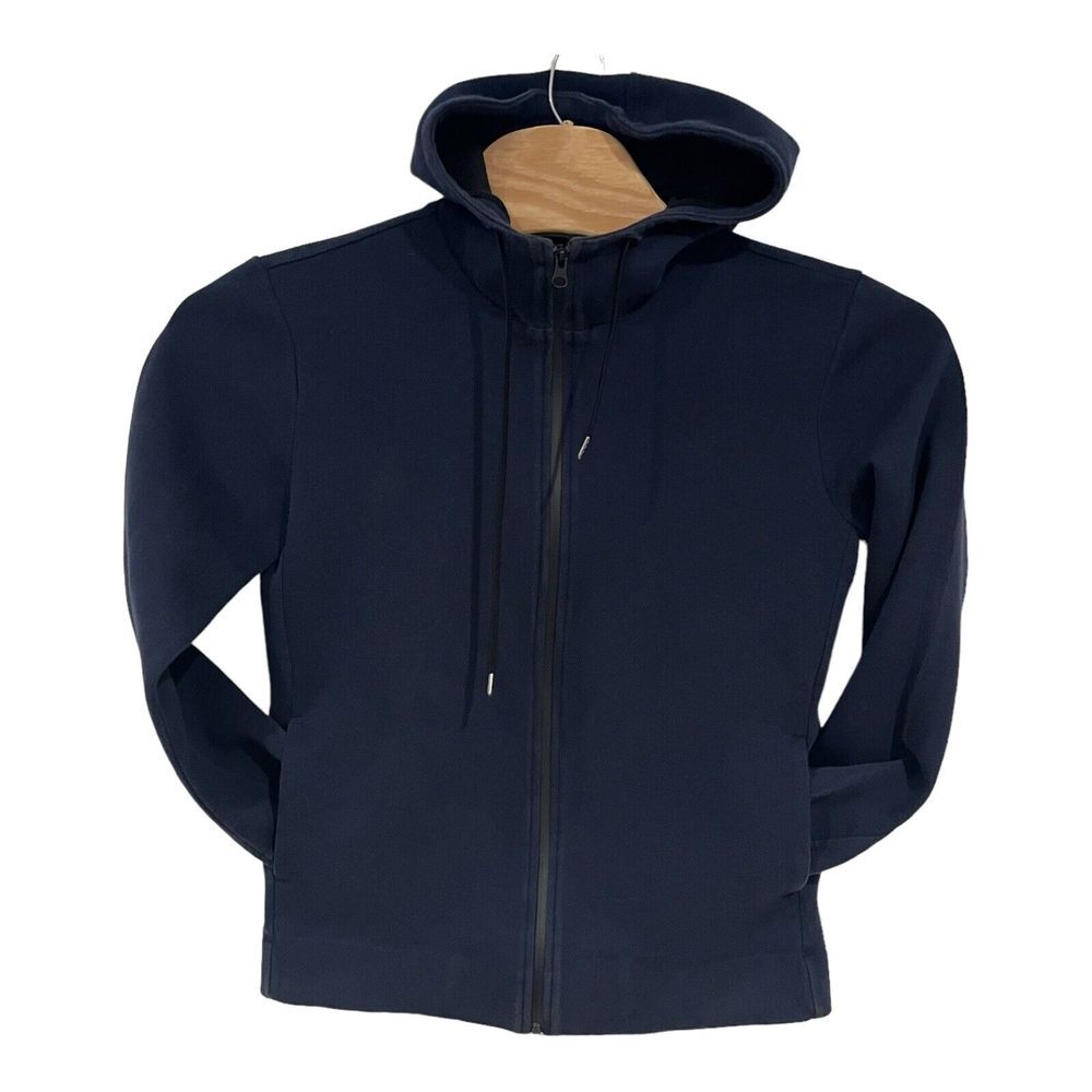 Everlane Men's Full Zip Hoodie Hooded Sweatshirt Heather Dark Navy Blue Sz Small